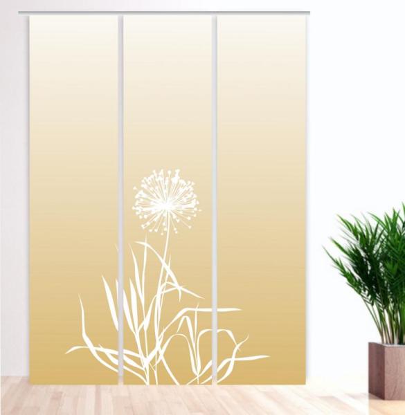Flächenvorhang Allium 24 gold  - 3teiliges Set Flächenvorhang 3er Set, Schiebegardine, Schiebegardinen, blickdicht, Flächenvorhang blickdicht, Schiebevorhang,